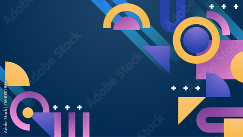 Suitable for graphic design projects, web backgrounds, and digital art creations. Geometric shapes bring a vibrant modern aesthetic.