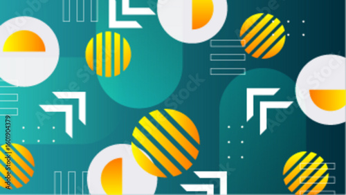 Abstract teal and yellow geometric design suitable for backgrounds, posters, digital marketing materials, prints, banners, web graphics, and social media.