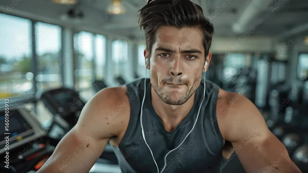 Muscular, handsome young man training at the gym, showcasing his strong, fit, and athletic body Muscular, handsome young man training at the gym, showcasing his strong, fit, and athletic body