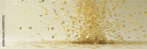 Golden confetti explosion elegant background for celebrations and special events