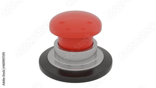 3D Render a red button with a smiley face on it