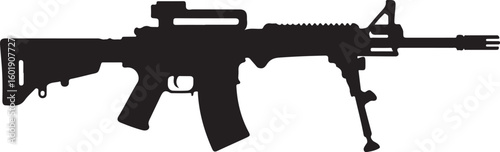 Assault rifle silhouette vector design without suppressor detailed illustration, assault rifle, rifle, weapon, military, silhouette, vector, gun, firearm, army, detailed, design, war, machine, danger