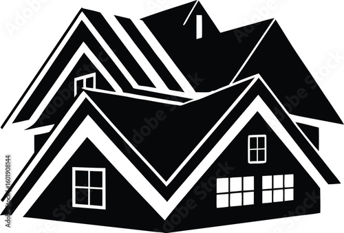 Distinctive architectural house silhouette with many gables