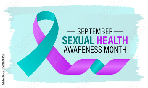 Sexual Health awareness month observed each year during September. Realistic Ribbon. Creating for web banner, cards, prints, social media, poster, flyer and background design template.