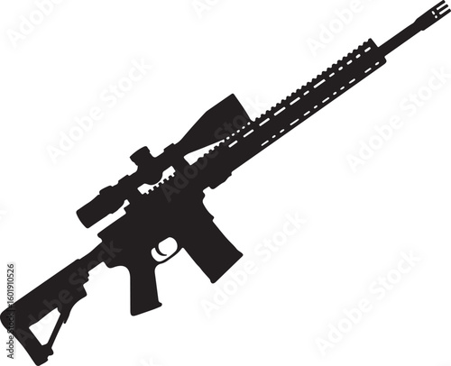 Assault rifle silhouette vector design without suppressor detailed illustration, assault rifle, rifle, weapon, military, silhouette, vector, gun, firearm, army, detailed, design, war, machine, danger