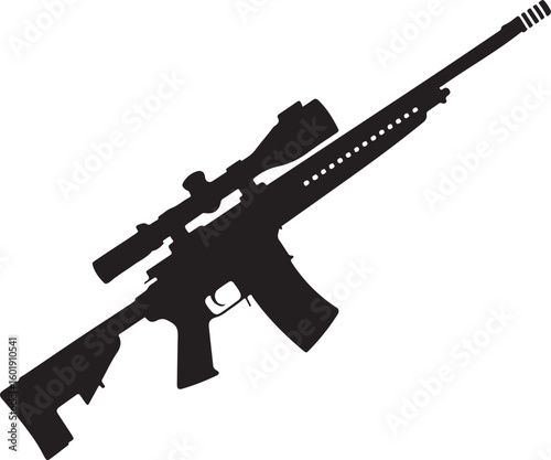 Assault rifle silhouette vector design without suppressor detailed illustration, assault rifle, rifle, weapon, military, silhouette, vector, gun, firearm, army, detailed, design, war, machine, danger