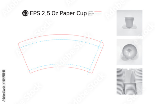 P2_43. 2.5 oz paper cup spread drawing. Please check as the shape and package specifications may vary depending on the printing machine.