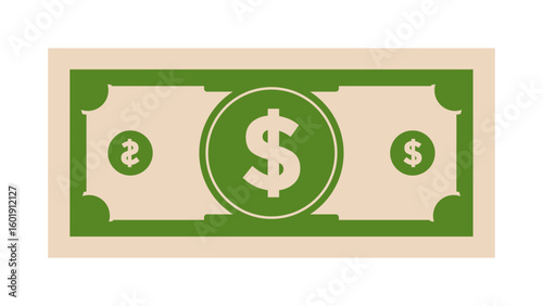 Flat Money Dollar Illustration for Finance and Business