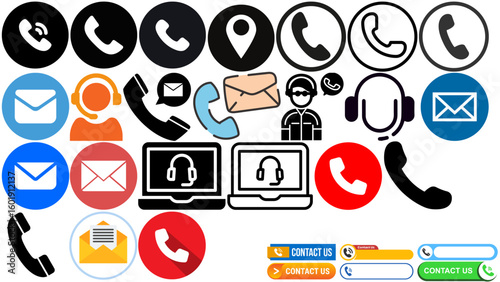 vector illustration of a set of icons for web design. vector illustration of a set of icons for web, contact us message. contact us icon. massage icon