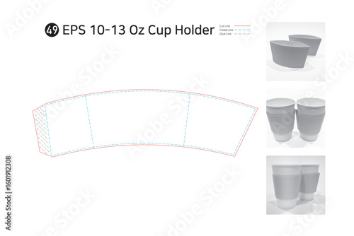 P2_49. 10-13 oz paper cup holder. Paper cup construction. Please check as shape and package specifications may vary depending on printing machine.