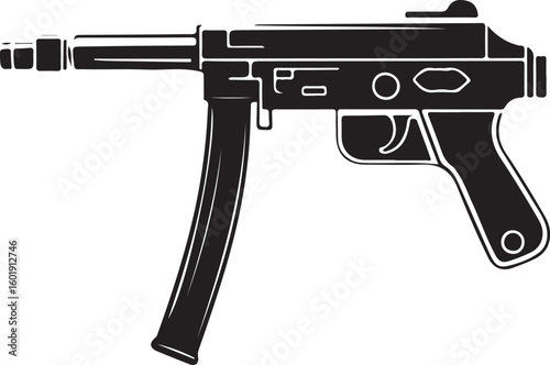 Assault rifle silhouette vector design without suppressor detailed illustration, assault rifle, rifle, weapon, military, silhouette, vector, gun, firearm, army, detailed, design, war, machine, danger