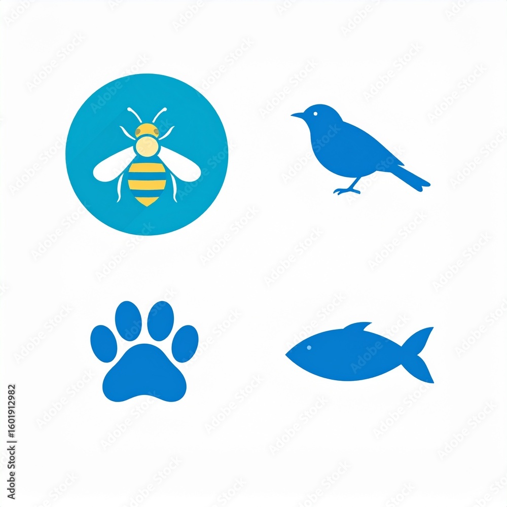 Fototapeta premium Wildlife Conservation Icon Set 