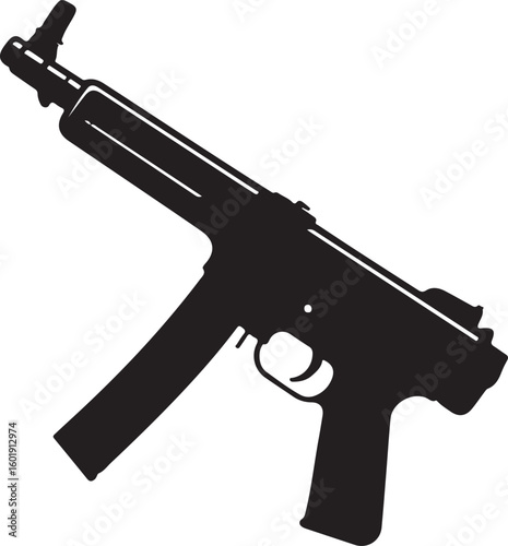 Assault rifle silhouette vector design without suppressor detailed illustration, assault rifle, rifle, weapon, military, silhouette, vector, gun, firearm, army, detailed, design, war, machine, danger