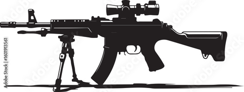 Assault rifle silhouette vector design without suppressor detailed illustration, assault rifle, rifle, weapon, military, silhouette, vector, gun, firearm, army, detailed, design, war, machine, danger