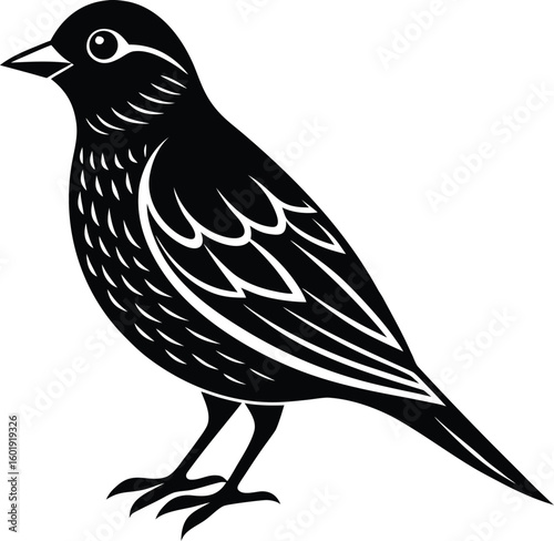 Flying Merlin Bird Black Shape Design.