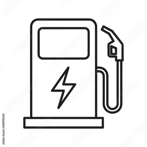 EV charging station pump icon for electric vehicle refueling service Green energy symbol for automobile battery charge and eco friendly transport