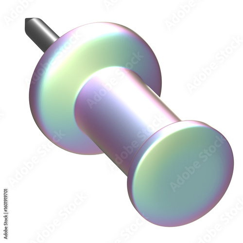 Iridescent Pastel Push Pin 3D Render of a Colorful Thumbtack