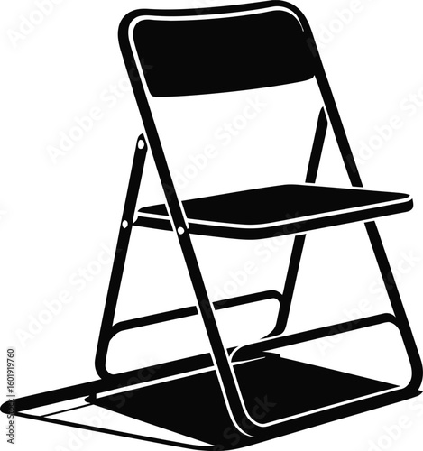 Black folding chair silhouette white background portable