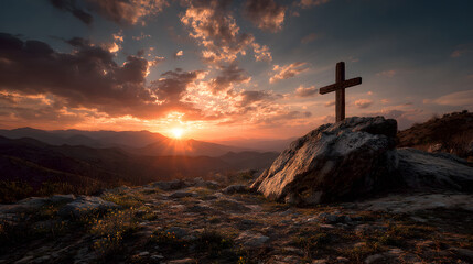 Lamb of god christian cross at sunset religious easter background wallpaper stock photo free download image