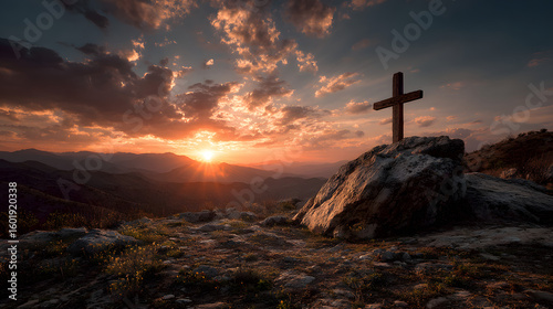 Lamb of god christian cross at sunset religious easter background wallpaper stock photo free download image