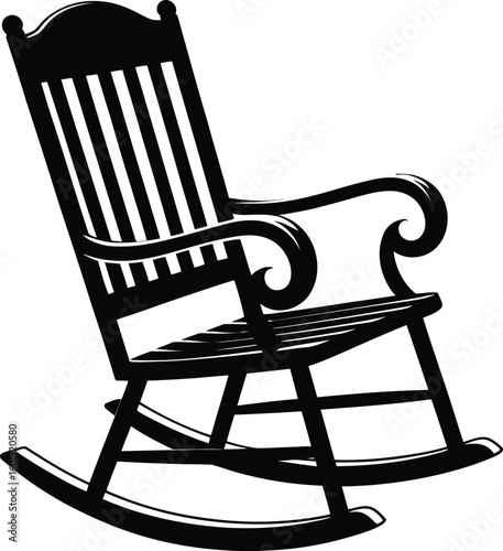 Black silhouette rocking chair white background outdoor furniture