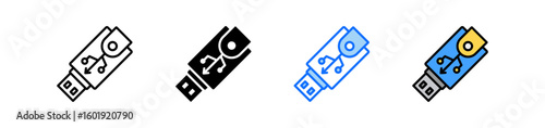 Usb Drive Icon Set Multiple Style Collection