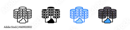 Data Center Icon Set Multiple Style Collection