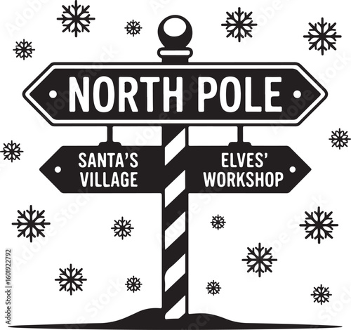 North Pole Signpost Vector Illustration

