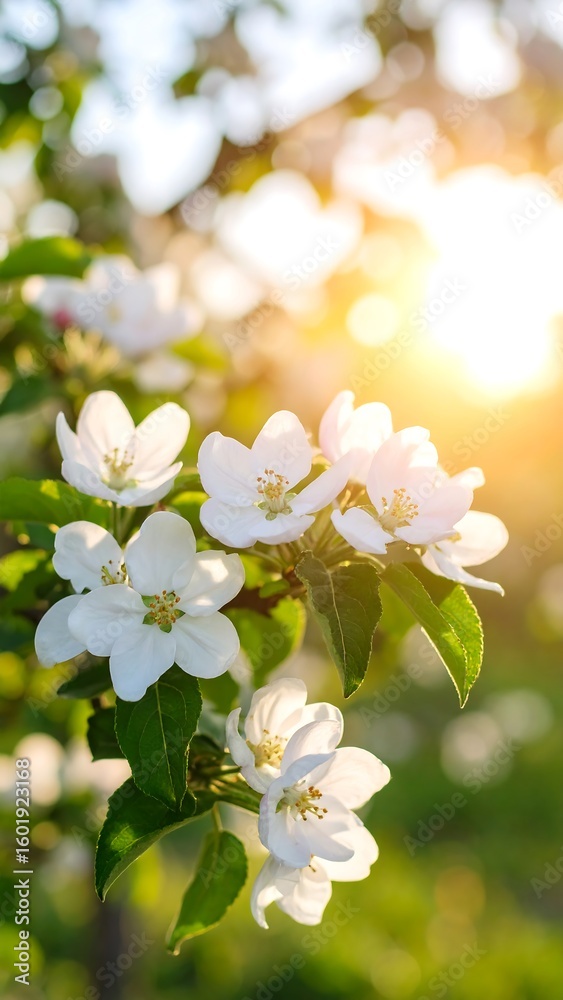 Obraz premium Blossoming apple tree in sunlight (1)