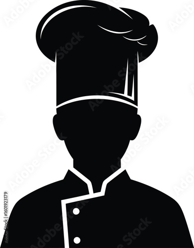Vector art of silhouette of a chef wearing a tall hat isolated on transparent background