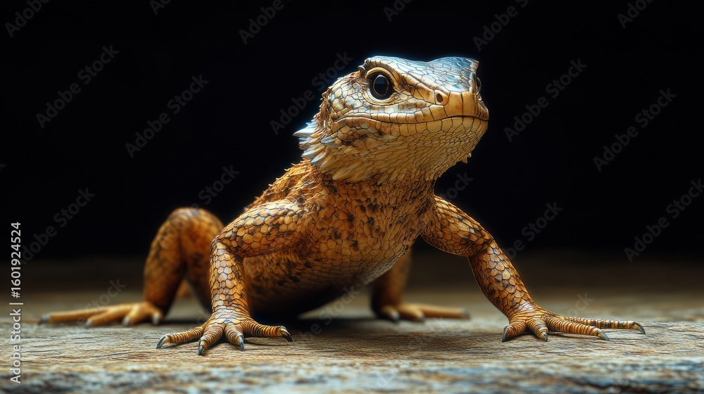 Obraz premium Close-up of a lizard on a wooden surface