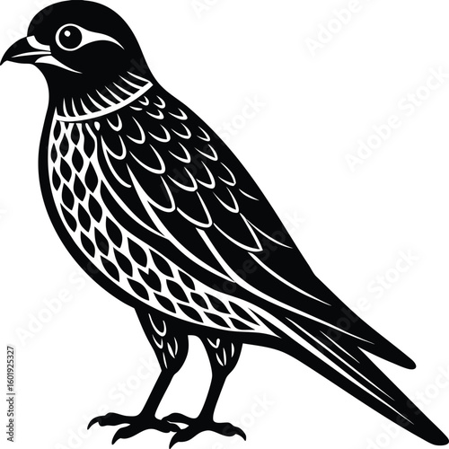 Single Merlin Bird Silhouette Vector Icon.