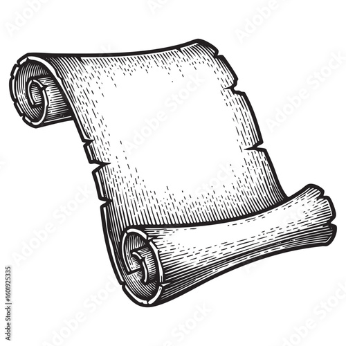 ancient parchment scroll paper isolated	
