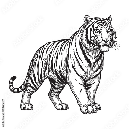 Tiger engraving vector illustration