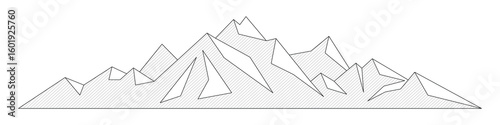 Mountain line art vector drawing, imitation of mountain ranges, abstract stylization, minimalism