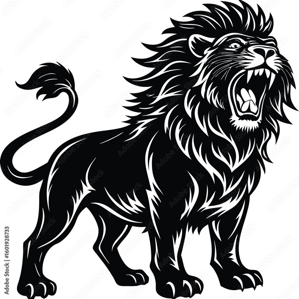 Fototapeta premium wild lion silhouette majestic pose.