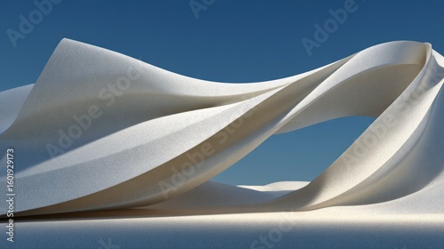 Wallpaper Mural Abstract white fabric waves flowing against a clear blue sky background Torontodigital.ca