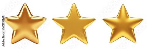 Shiny Gold 3D Star Icons Collection - Perfect for Rating, Review, and Quality Concepts