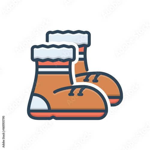 Color illustration icon for felt boot