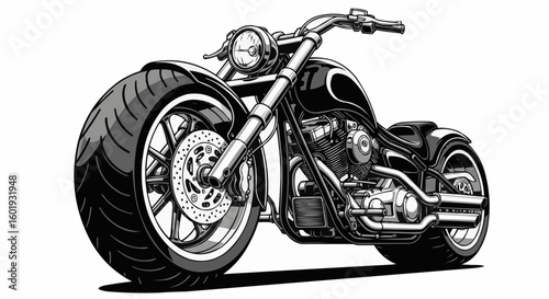 black motorcycle isolated on white