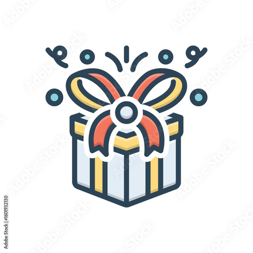 Color illustration icon for gift