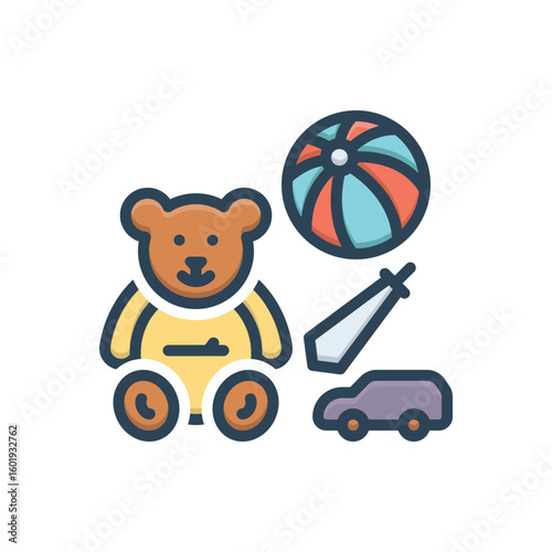 Color illustration icon for toys