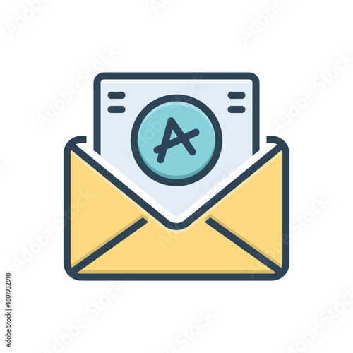 Color illustration icon for a letter