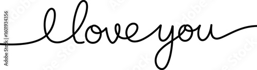 Handwritten i love you phrase in cursive isolated on white background