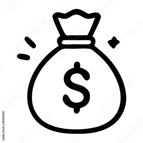 Glyph Flat Style Detailed Moneybag Dollar Sign Finance Element Icon