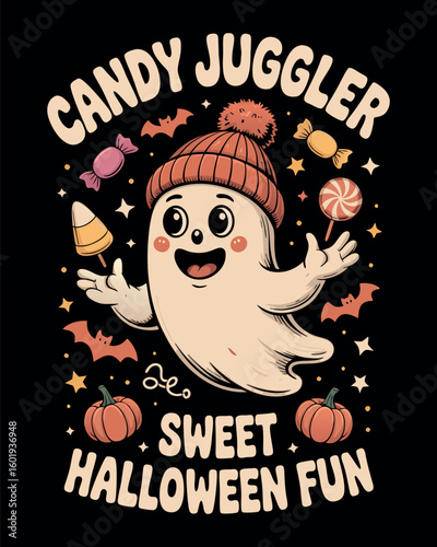 Candy juggler sweet halloween fun quote halloween t-shirt design