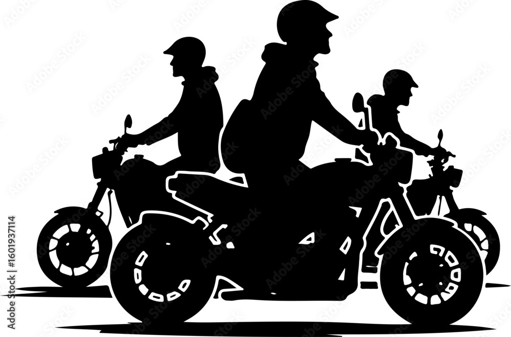 Fototapeta premium silhouette of a motorcycle, bike, silhouette, bicycle, motorcycle, vector, sport, motocross, illustration, race, extreme, biker, cycling, cyclist, motorbike, ride, cross, speed, people, motor, wheel, 