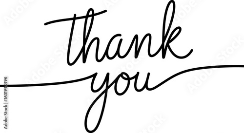Handwritten thank you message isolated on white background