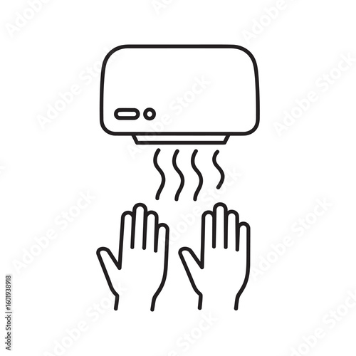 Electric hand dryer vector icon for a public restroom showing automatic drying for hygiene and sanitation a modern alternative to paper towel