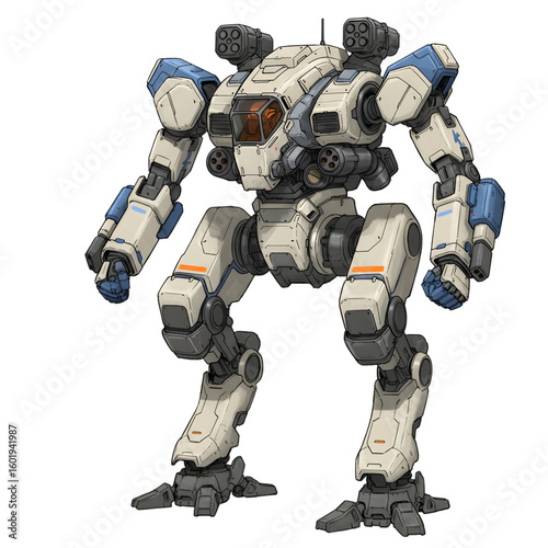 Advanced combat mech ready for action, futuristic warfare machine with weaponry, sci-fi concept art
